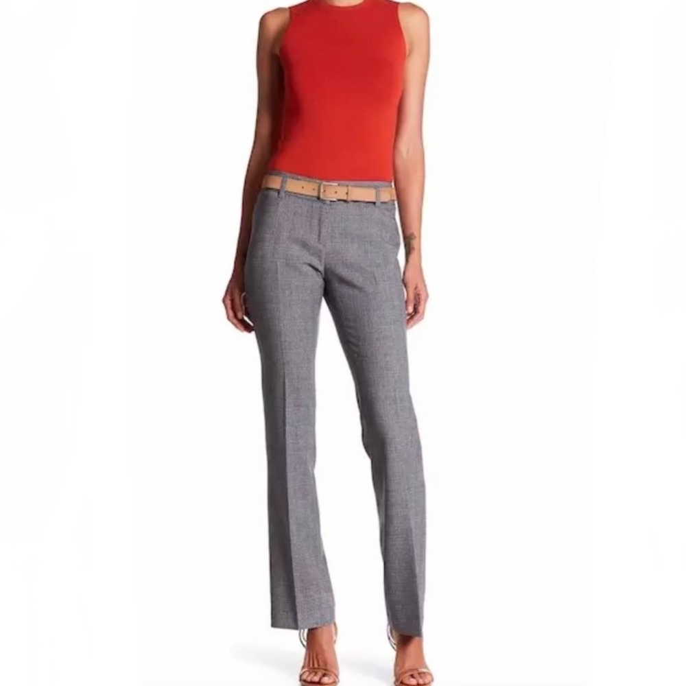 Amanda & Chelsea Straight Leg Grey Grid Plaid Pants
